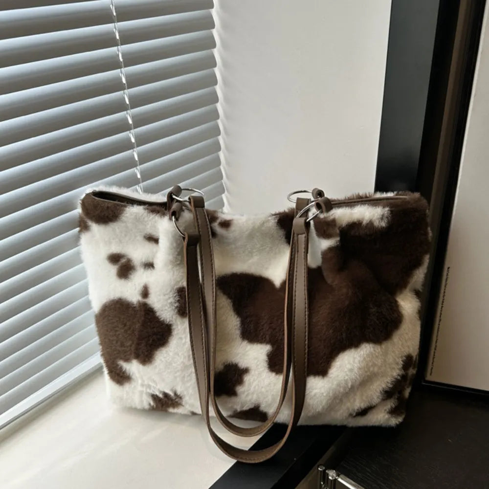 Cow Print Furry Tote Bag – Hott Commodities Plus