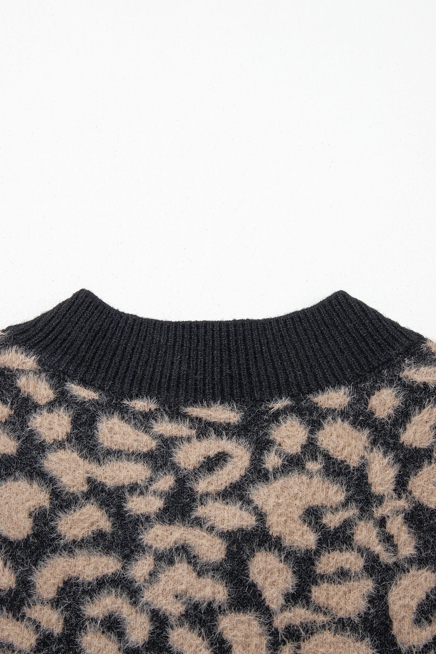 Black Leopard Print Knit Sleeveless Regular Wash Sweater Vest