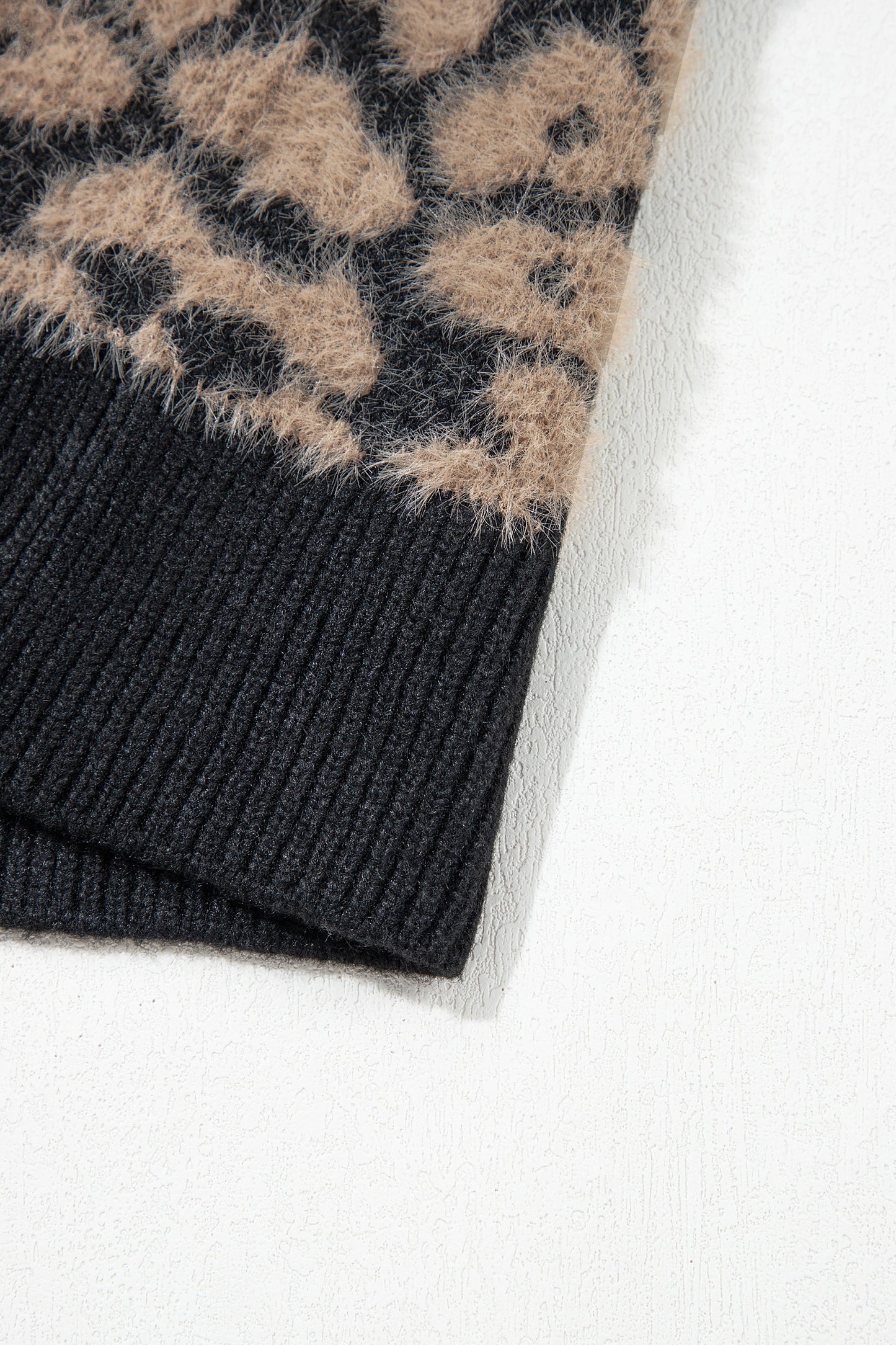 Black Leopard Print Knit Sleeveless Regular Wash Sweater Vest