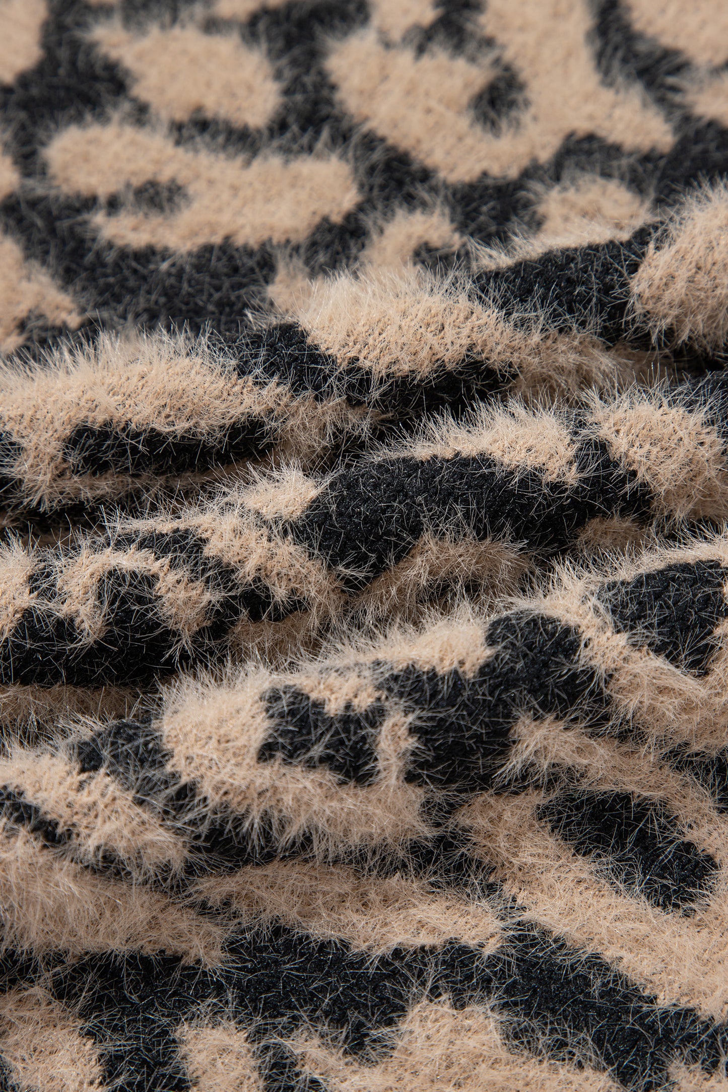 Black Leopard Print Knit Sleeveless Regular Wash Sweater Vest